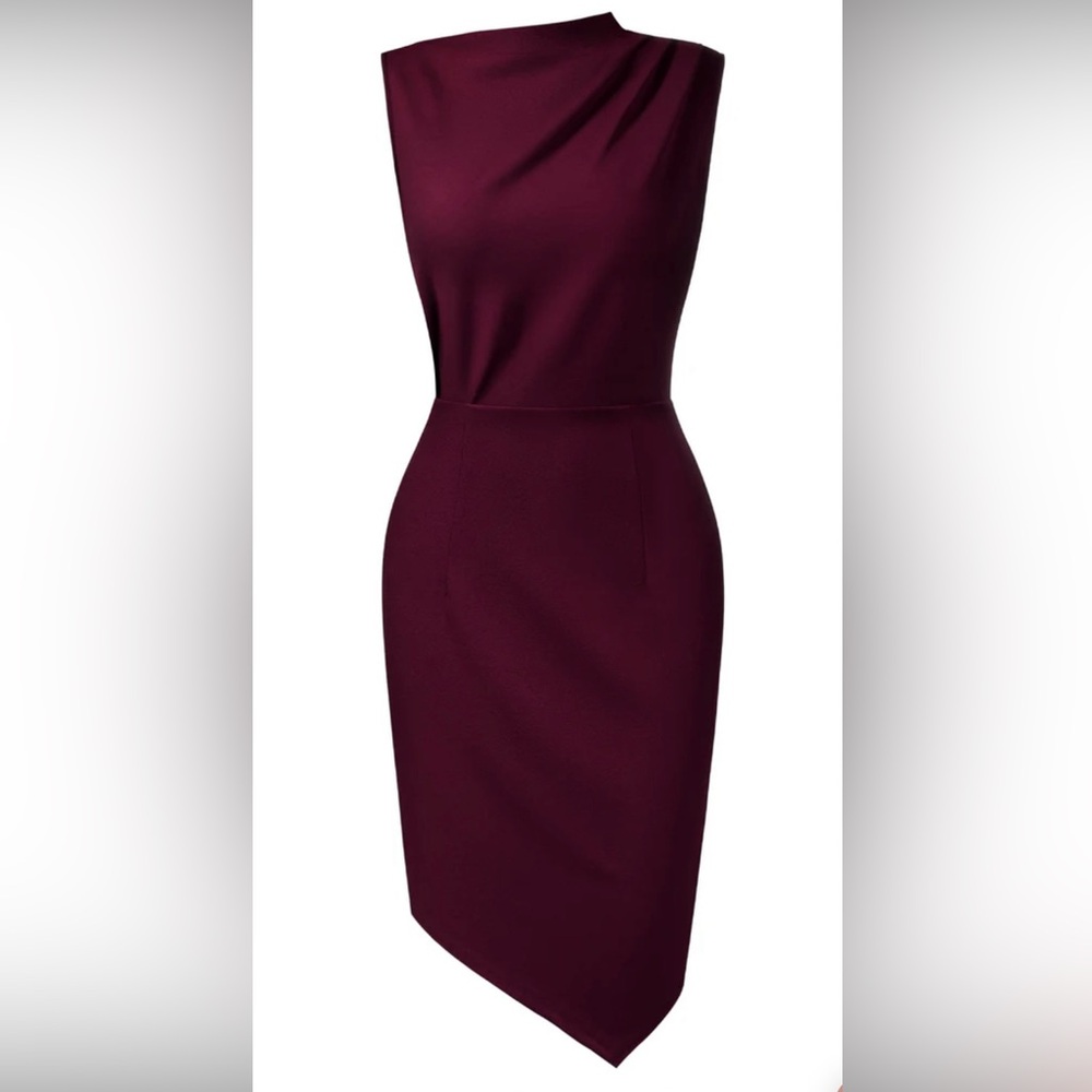 AISIZE Sleeveless Pleated Pencil Dress - Picture 4 of 6